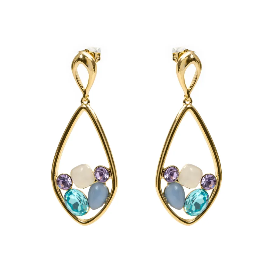 Pendientes de Cristal Multicolor acabado en oro amarillo de 18k - Reiok