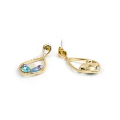 Pendientes de Cristal Multicolor acabado en oro amarillo de 18k - Reiok
