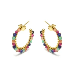 Pendientes de Cristal Multicolor acabados en oro amarillo 18K - Aiel