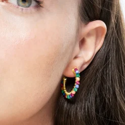 Pendientes de Cristal Multicolor acabados en oro amarillo 18K - Aiel