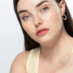 Pendientes de Cristal Multicolor acabados en oro amarillo 18K - Aiel