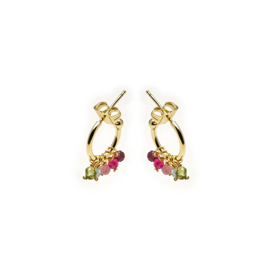 Pendientes de Cristal Multicolor acabados en oro amarillo 18K - Letaba