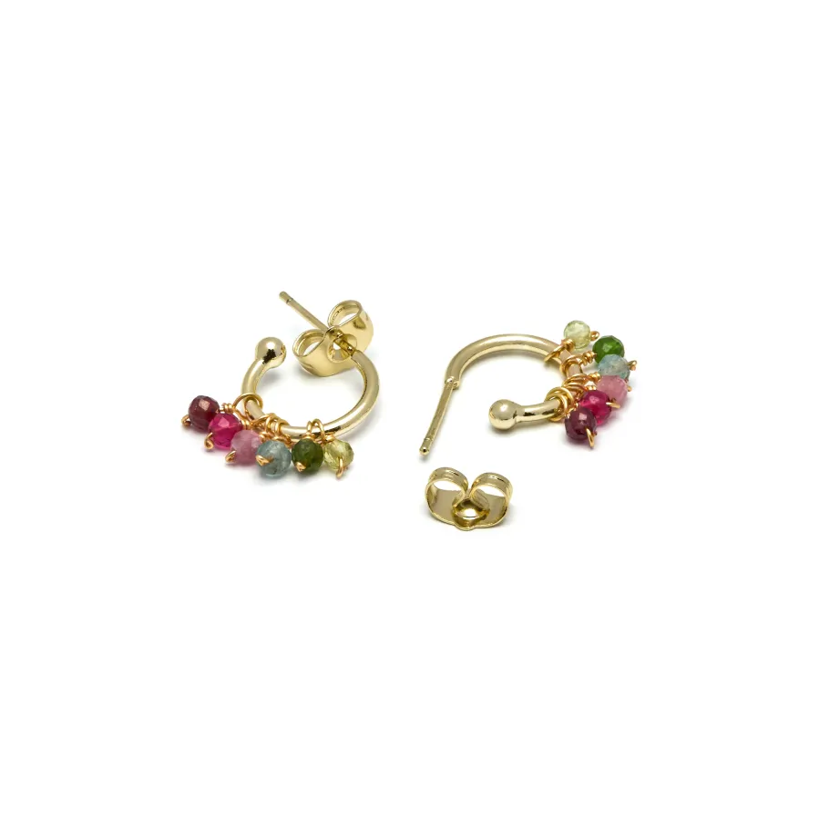 Pendientes de Cristal Multicolor acabados en oro amarillo 18K - Letaba