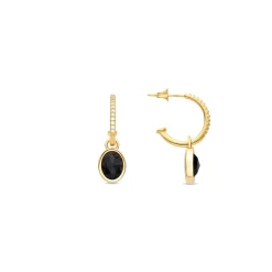 Pendientes de Cristal Negro acabados en oro amarillo 18K - Nyahau