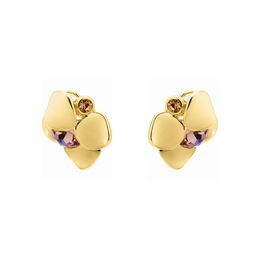 Pendientes de Cristal Rosa acabado en oro amarillo de 18k - Dilom
