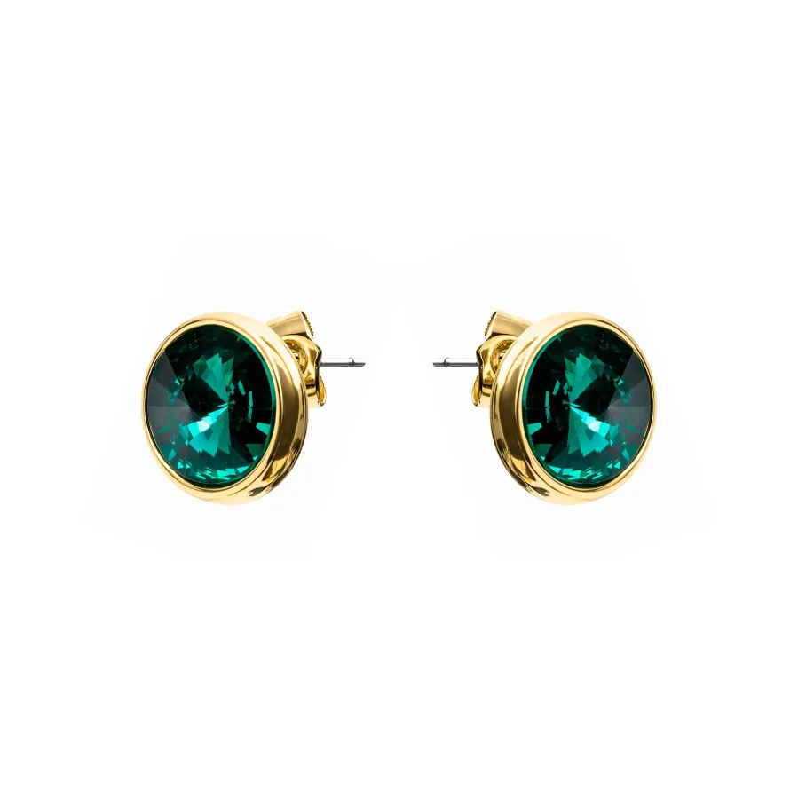 Pendientes de Cristal Verde acabado en oro amarillo de 18k - Ness