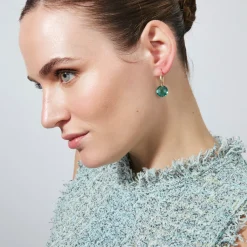 Pendientes de Cuarzo Hidrotermal Verde Paraiba acabado en oro amarillo de 18k - Jafam