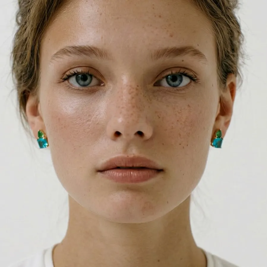 Pendientes de Cuarzo hidrotermal verde paraiba acabado en oro amarillo de 18k - Ilkan