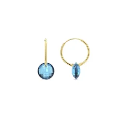Pendientes de Cuarzo Hidrotermal Lapislazuli acabado en oro amarillo de 18k - Jafam