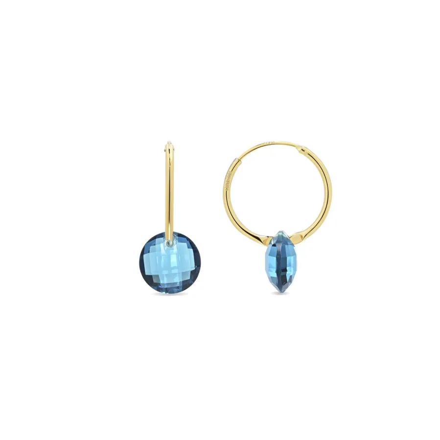 Pendientes de Cuarzo Hidrotermal Lapislazuli acabado en oro amarillo de 18k - Jafam