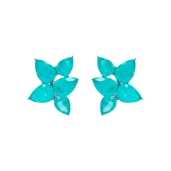 Pendientes de Cuarzo Hidrotermal Verde Paraiba Acabado En Plata - Lynor