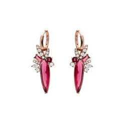 Pendientes de Cuarzo Hidrotermal Cereza acabado en oro rosa de 18k - Girls