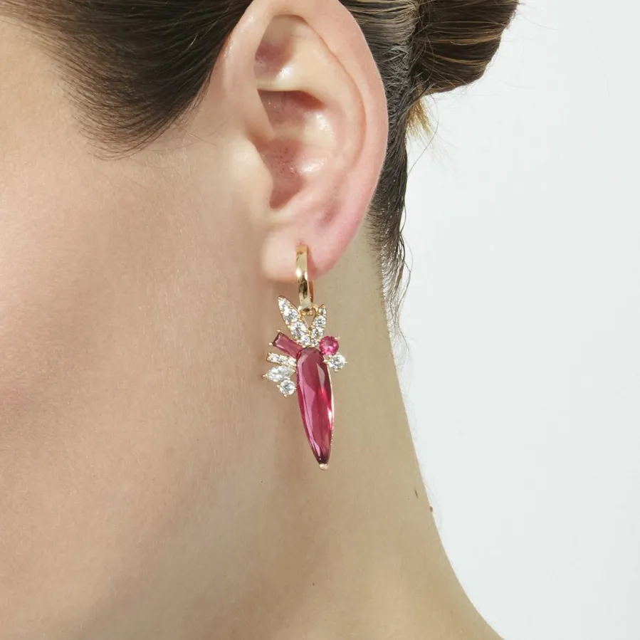 Pendientes de Cuarzo Hidrotermal Cereza acabado en oro rosa de 18k - Girls