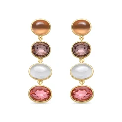 Pendientes de Cuarzo Hidrotermal Multicolor acabado en oro amarillo 18k - Gadna