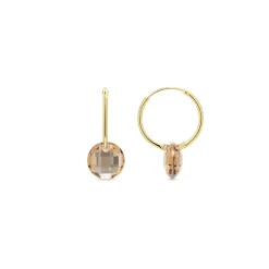 Pendientes de Cuarzo Hidrotermal Champagne acabado en oro amarillo de 18k - Jafam
