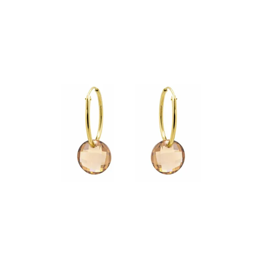 Pendientes de Cuarzo Hidrotermal Champagne acabado en oro amarillo de 18k - Jafam