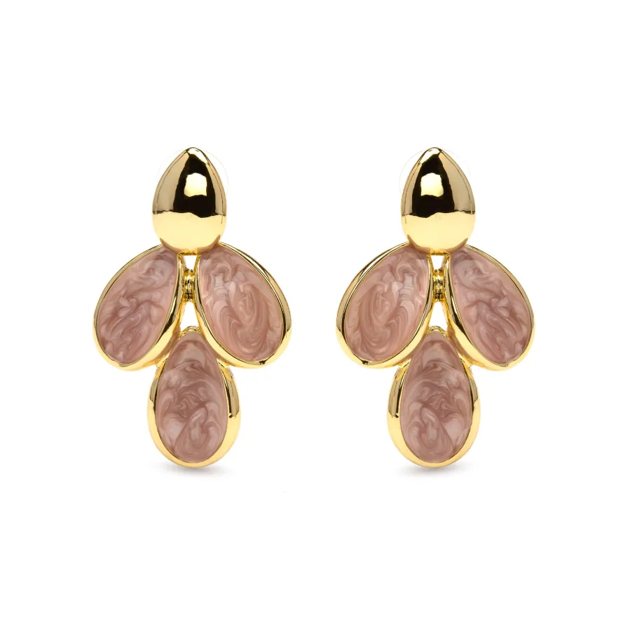 Pendientes de Lacado Rosa acabado en oro amarillo 18k - Pasba