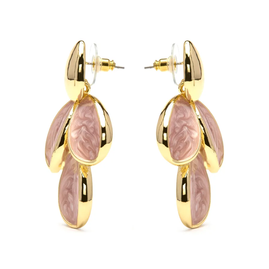 Pendientes de Lacado Rosa acabado en oro amarillo 18k - Pasba