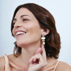 Pendientes de Madreperla Blanca acabado en oro amarillo de 18k - Natha