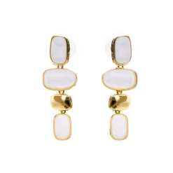 Pendientes de Madreperla Blanca acabado en oro amarillo de 18k - Natha