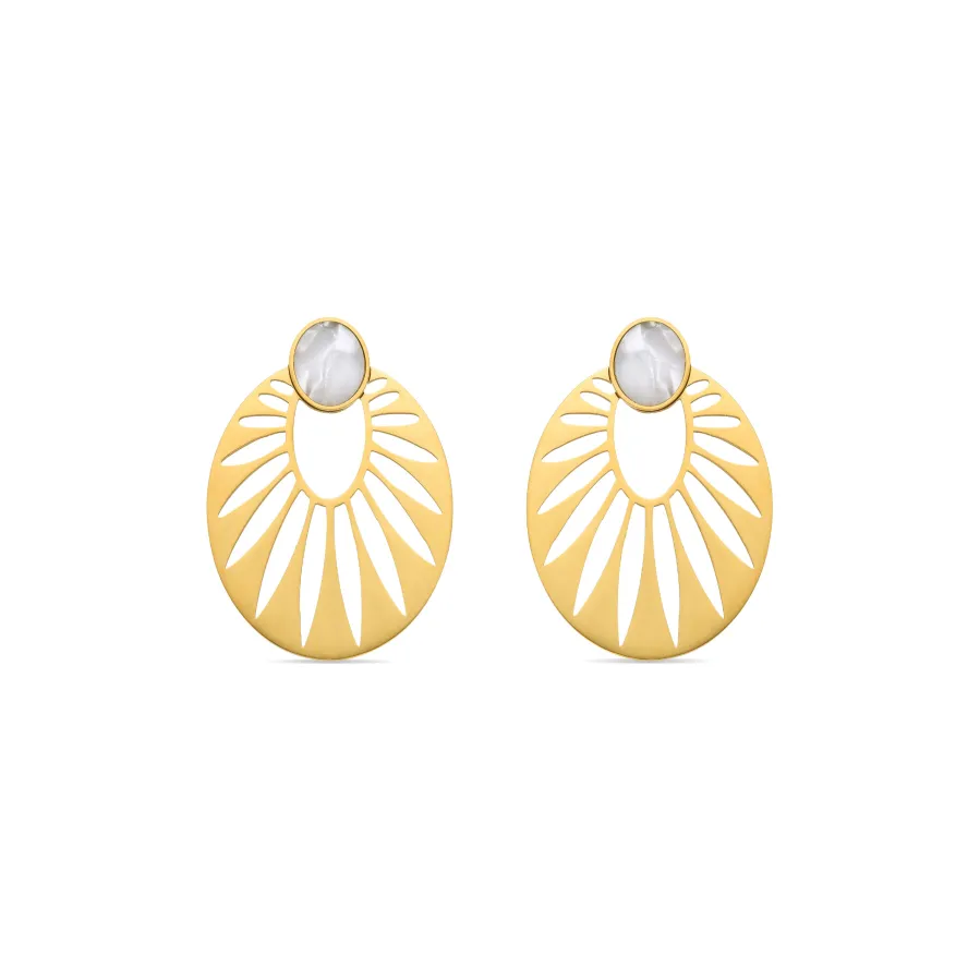 Pendientes de Madreperla Blanca acabados en oro amarillo 18K- Elbi