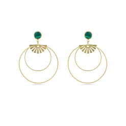 Pendientes de Malaquita acabados en oro amarillo 18K- Mobu