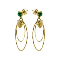 Pendientes de Malaquita acabados en oro amarillo 18K- Mobu