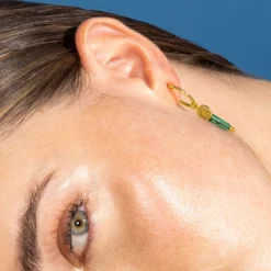 Pendientes de Malaquita acabados en oro amarillo 18K- Nadu