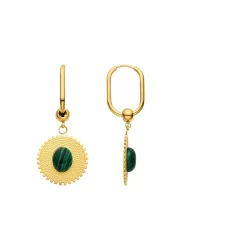 Pendientes de Malaquita acabados en oro amarillo 18K- Elknu