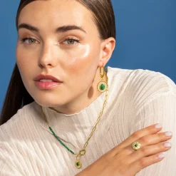Pendientes de Malaquita acabados en oro amarillo 18K- Elknu