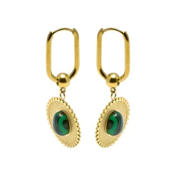 Pendientes de Malaquita acabados en oro amarillo 18K- Elknu