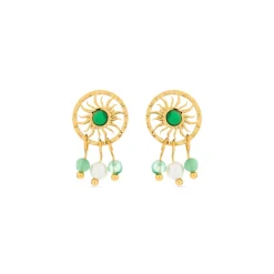 Pendientes de Malaquita acabados en oro amarillo 18K - Besya