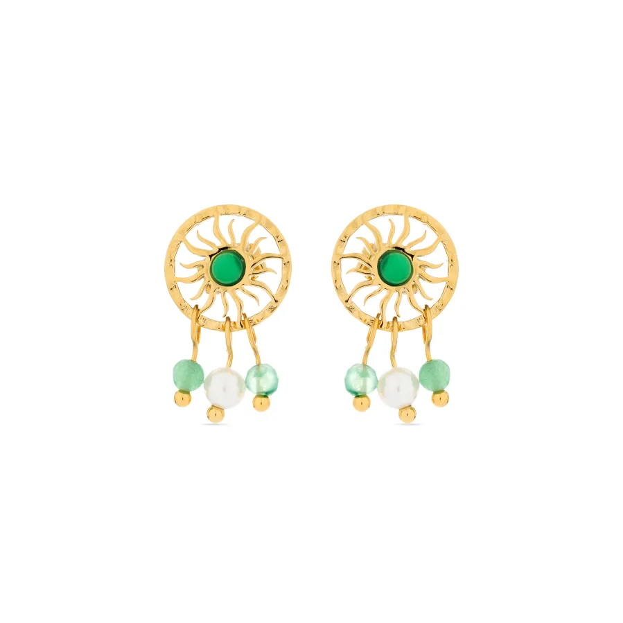 Pendientes de Malaquita acabados en oro amarillo 18K - Besya
