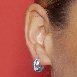 Pendientes de 9mm de diámetro con circonita acabado plata - Shio