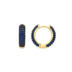 Pendientes de 9mm de diámetro acabado Oro Amarillo de 18k con circonita Zafiro - Lesrat