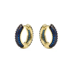Pendientes de 9mm de diámetro acabado Oro Amarillo de 18k con circonita Zafiro - Lesrat