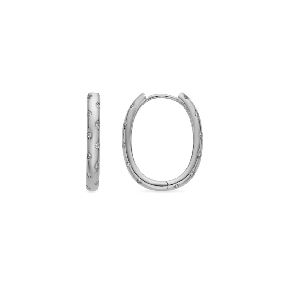 Pendientes de 15mm de diámetro con circonita acabado plata - Dinlah
