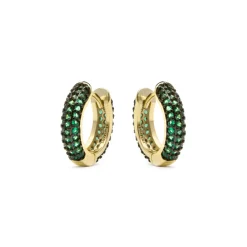 Pendientes de 9mm de diámetro acabado Oro Amarillo de 18k con Circonita Esmeralda - Lesrat
