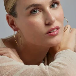Pendientes de 50mm de diámetro acabado Oro Amarillo de 18k - Kelxo