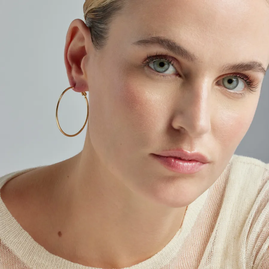 Pendientes de 30mm de diámetro acabado Oro Amarillo de 18k - Kelxo