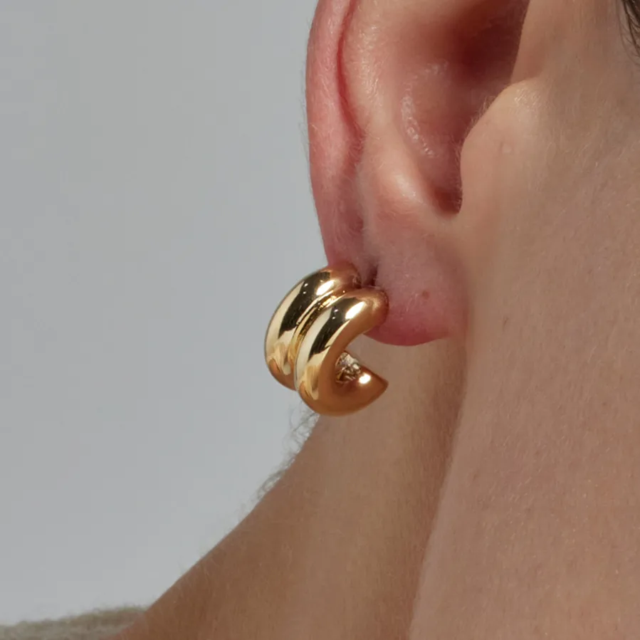 Pendientes de 16mm de diámetro acabado Oro Amarillo 18K - Zakev