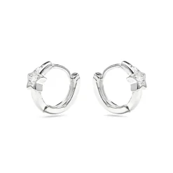 Pendientes de 10mm de diámetro acabado plata y circonita - Ktyu