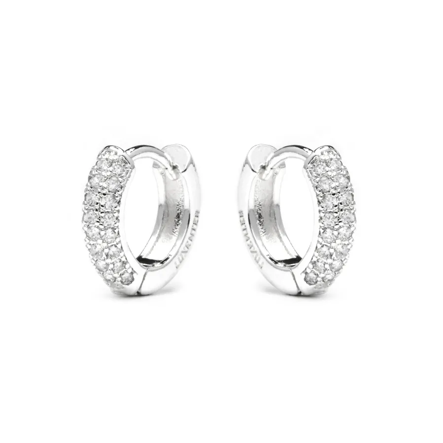 Pendientes de 12mm de diámetroacabado plata y circonita - Krax