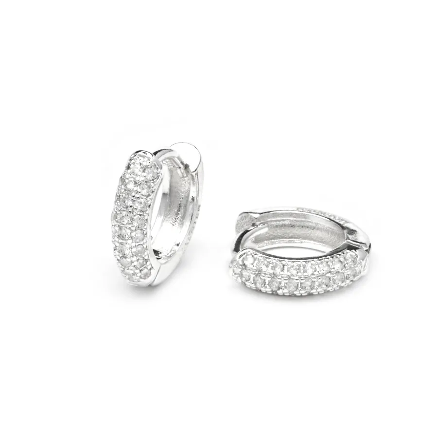 Pendientes de 12mm de diámetroacabado plata y circonita - Krax