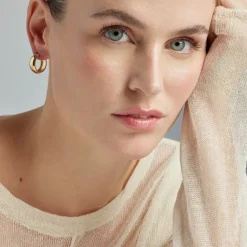 Pendientes de 18mm de diámetro acabado Oro Amarillo de 18k - Apruk