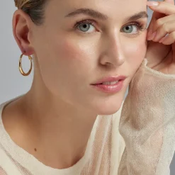 Pendientes de 28mm de diámetro acabado Oro Amarillo de 18k - Qupa