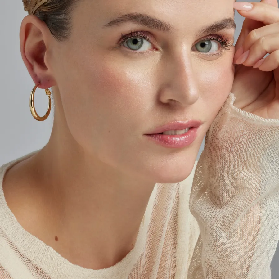 Pendientes de 28mm de diámetro acabado Oro Amarillo de 18k - Qupa