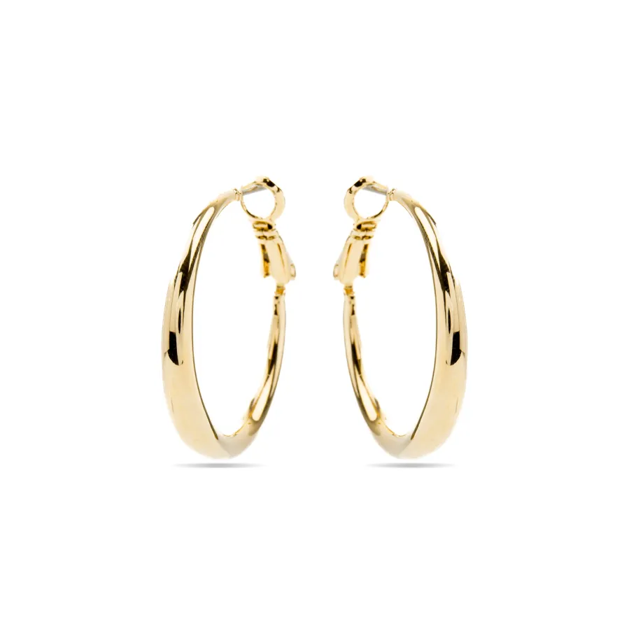 Pendientes de 28mm de diámetro acabado Oro Amarillo de 18k - Qupa