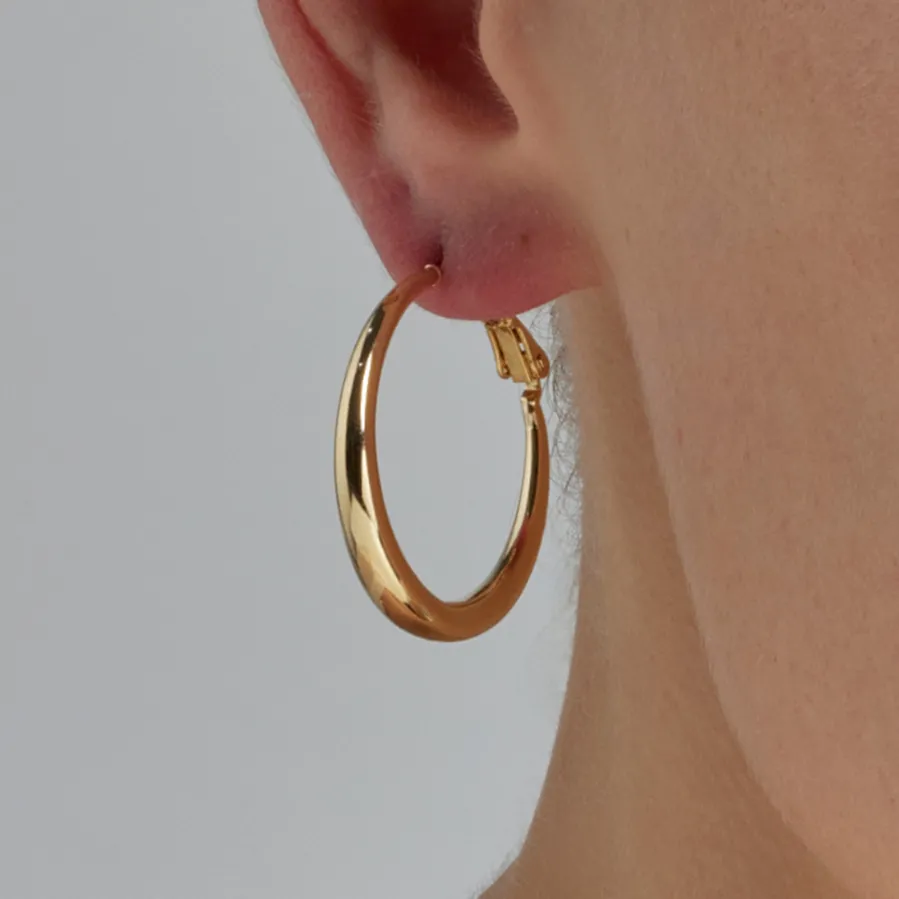 Pendientes de 28mm de diámetro acabado Oro Amarillo de 18k - Qupa