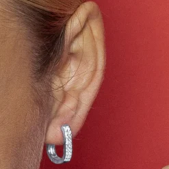 Pendientes de 10mm de diámetro con circonita acabado plata - Nebard